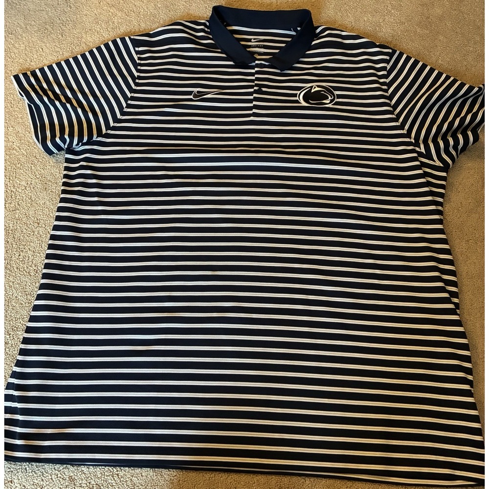 Nike Dri Fit Penn State Nittany Lions Mens 3XL Navy/W Polo Shirt Golf Athletic